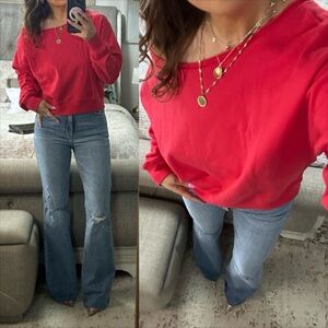 New🩷 Cherry Pop Off-Shoulder Sweatshirt